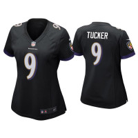 Women Baltimore Ravens #9 Justin Tucker Black Game Jersey