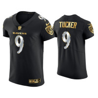 Men Baltimore Ravens #9 Justin Tucker Black Golden Edition Elite Jersey