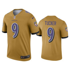 Men Baltimore Ravens #9 Justin Tucker Gold Inverted Legend Jersey