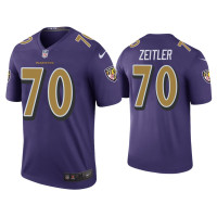 Men Baltimore Ravens #70 Color Rush Legend Kevin Zeitler Purple Jersey