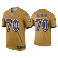 Men Baltimore Ravens #70 Kevin Zeitler Gold Inverted Legend Jersey