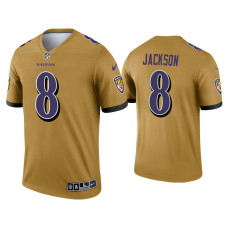 Men Baltimore Ravens #8 Lamar Jackson Gold Inverted Legend Jersey