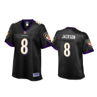 Women Baltimore Ravens #8 Lamar Jackson Black Alternate Player Jersey