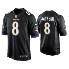 Men Baltimore Ravens #8 Lamar Jackson Black Game Jersey