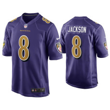 Men Baltimore Ravens #8 Lamar Jackson Purple Game Alternate Jersey