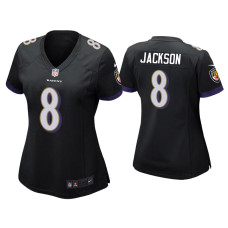 Women Baltimore Ravens #8 Lamar Jackson Black Game Jersey