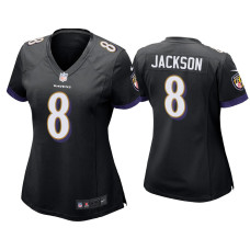 Women Baltimore Ravens #8 Lamar Jackson Black Game Jersey