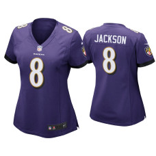 Women Baltimore Ravens #8 Lamar Jackson Purple Game Jersey