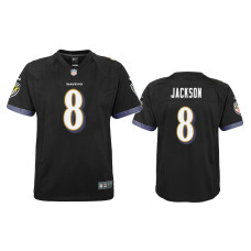 Youth Baltimore Ravens #8 Lamar Jackson Black Game Jersey