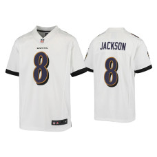 Youth Baltimore Ravens #8 Lamar Jackson White Game Jersey