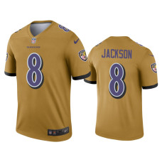 Men Baltimore Ravens #8 Lamar Jackson Gold Inverted Legend Jersey