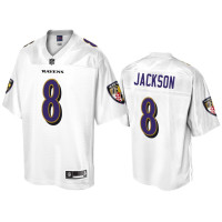 Men Baltimore Ravens #8 Lamar Jackson White Pro Line Jersey