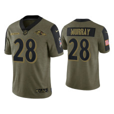 Men Baltimore Ravens #28 Latavius Murray Olive 2021 Salute To Service Limited Jersey