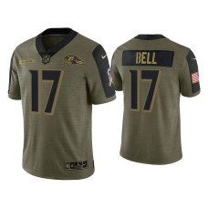 Men Baltimore Ravens #17 Le'Veon Bell Olive 2021 Salute To Service Limited Jersey