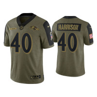 Men Baltimore Ravens #40 Malik Harrison Olive 2021 Salute To Service Limited Jersey