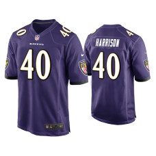 Men Baltimore Ravens #40 Malik Harrison Purple Game Jersey