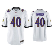 Men Baltimore Ravens #40 Malik Harrison White Game Jersey