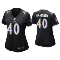 Women Baltimore Ravens #40 Malik Harrison Black Game Jersey