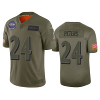 Men Baltimore Ravens #24 Marcus Peters Camo 2019 Salute to Service Vapor Limited Jersey