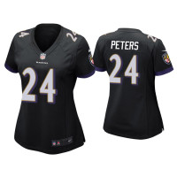 Women Baltimore Ravens #24 Marcus Peters Black Game Jersey