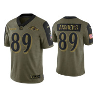 Men Baltimore Ravens #89 Mark Andrews Olive 2021 Salute To Service Limited Jersey