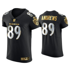 Men Baltimore Ravens #89 Mark Andrews Black Golden Edition Elite Jersey