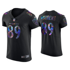 Men Baltimore Ravens #89 Mark Andrews Black Golden Edition Holographic Jersey