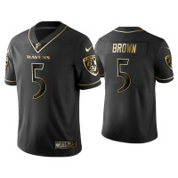 Men Baltimore Ravens #5 Golden Edition Vapor Limited Ravens Marquise Brown Black Jersey