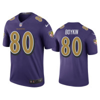 Men Baltimore Ravens #80 Miles Boykin Purple NFL Draft Color Rush Legend Jersey