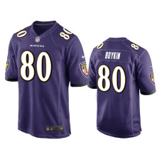 Men Baltimore Ravens #80 Miles Boykin Purple NFL Draft Game Jersey