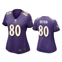 Men Baltimore Ravens #80 Miles Boykin Purple NFL Draft Game Jersey