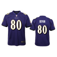 Men Baltimore Ravens #80 Miles Boykin Purple NFL Draft Game Jersey