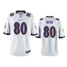 Men Baltimore Ravens #80 Miles Boykin White NFL Draft Game Jersey