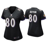 Women Baltimore Ravens #80 Miles Boykin Black Game Jersey