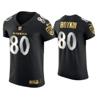 Men Baltimore Ravens #80 Miles Boykin Black Golden Edition Elite Jersey