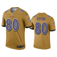 Men Baltimore Ravens #80 Miles Boykin Gold Inverted Legend Jersey