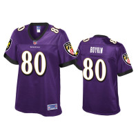 Women Baltimore Ravens #80 Miles Boykin Purple Pro Line Jersey