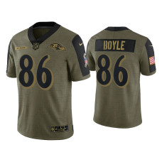 Men Baltimore Ravens #86 Nick Boyle Olive 2021 Salute To Service Limited Jersey