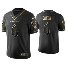 Men Baltimore Ravens #6 Golden Edition Vapor Limited Ravens Patrick Queen Black Jersey