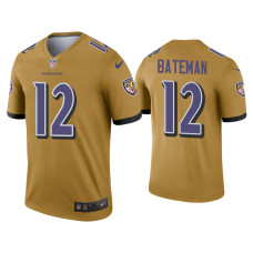 Men Baltimore Ravens #12 Rashod Bateman Gold Inverted Legend Jersey