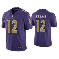 Men Baltimore Ravens #12 Color Rush Limited Rashod Bateman Purple Jersey