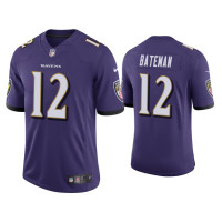 Men Baltimore Ravens #12 Rashod Bateman Vapor Limited Purple Jersey