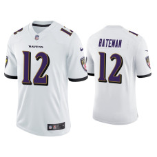 Men Baltimore Ravens #12 Rashod Bateman Vapor Limited White Jersey