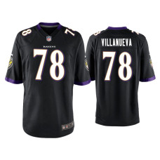 Men Baltimore Ravens #78 Alejandro Villanueva Black Game Jersey