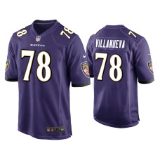 Men Baltimore Ravens #78 Alejandro Villanueva Purple Game Jersey