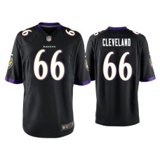 Men Baltimore Ravens #66 Ben Cleveland Black Game Jersey