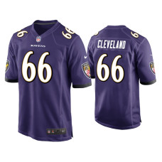 Men Baltimore Ravens #66 Ben Cleveland Purple Game Jersey