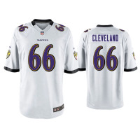 Men Baltimore Ravens #66 Ben Cleveland White Game Jersey