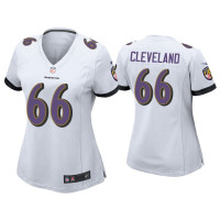 Women Baltimore Ravens #66 Ben Cleveland White Game Jersey