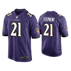 Men Baltimore Ravens #21 Brandon Stephens Purple Game Jersey